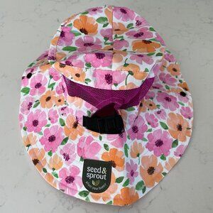 Seed & Sprout Plant Your Happy Floral Gardening Hat August Bloom Pink Org Sz OS